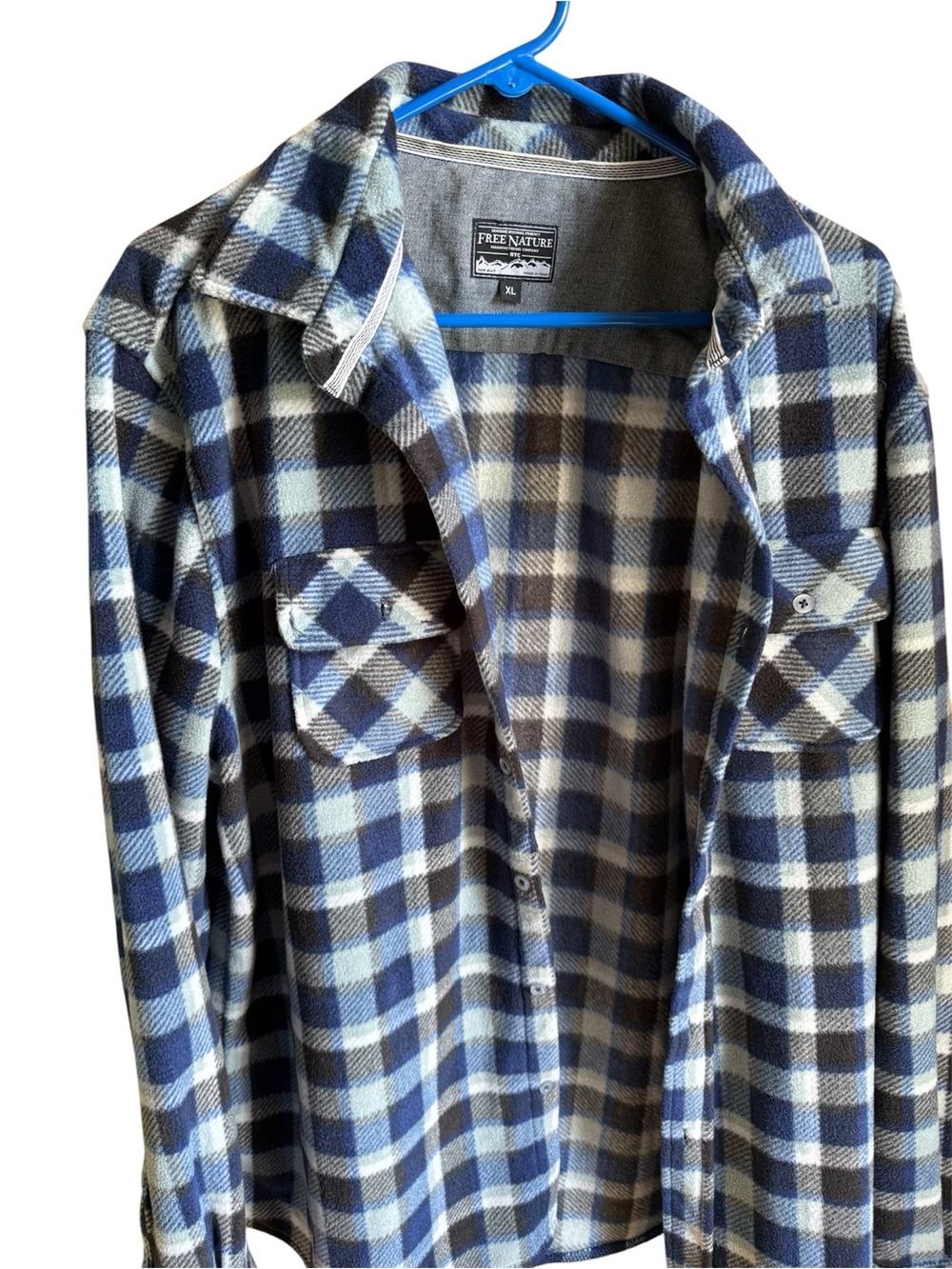 Men's Blue Plaid Flannel Shirt